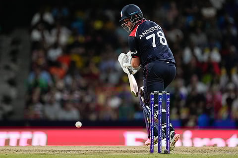 Corey Anderson bats against West Indies